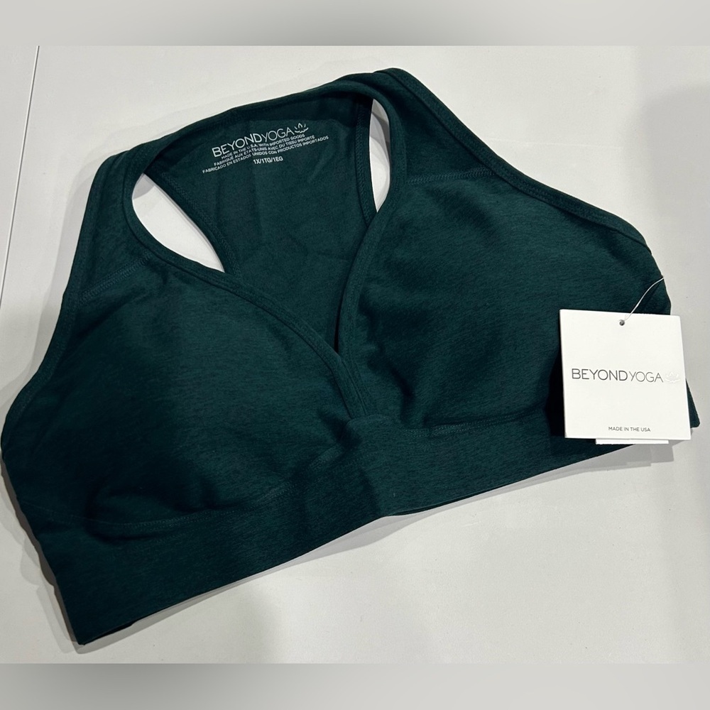 Beyond Yoga Women's 1X Spacedye Lift Your Spirits Bra Green Plus Size NWT